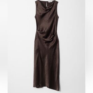 Other stories draped Satin Brown midi Dress size 4